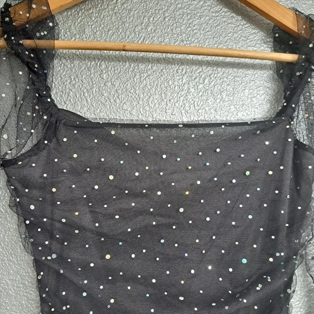 Double Crazy Black Sequin Dress     Size S